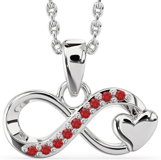 Ruby Platinum Infinity Heart Necklace