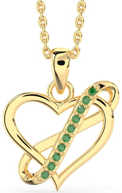 Emerald Gold Infinity Heart Necklace
