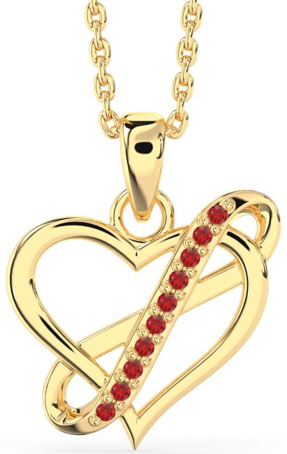 Ruby Gold Infinity Heart Necklace