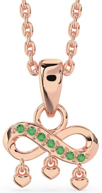 Emerald Rose Gold Infinity Heart Necklace