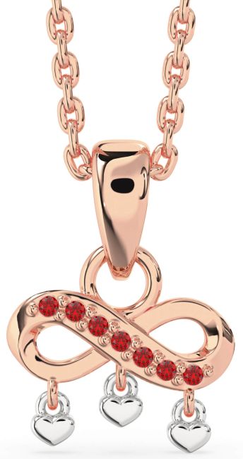 Ruby Rose Gold Silver Infinity Heart Necklace