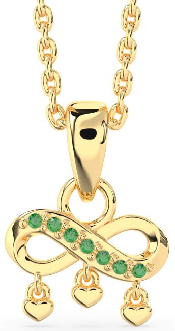 Emerald Gold Infinity Heart Necklace