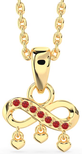 Ruby Gold Infinity Heart Necklace