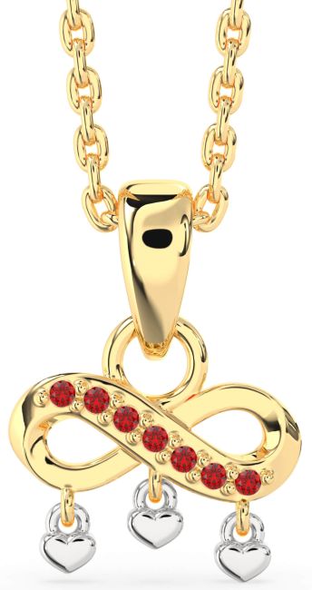 Ruby Gold Silver Infinity Heart Necklace