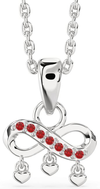 Ruby White Gold Infinity Heart Necklace