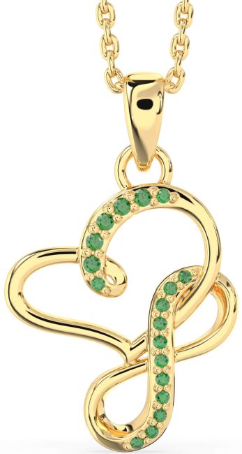 Emerald Gold Infinity Heart Interlock Necklace