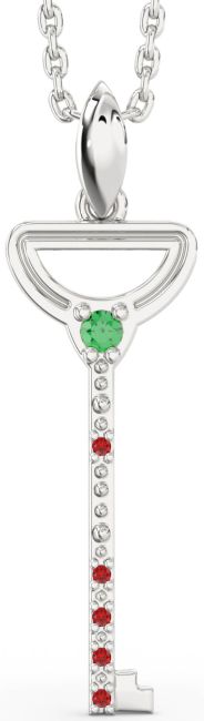Emerald & Ruby Platinum Key Necklace
