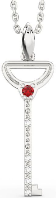 Ruby White Gold Key Necklace