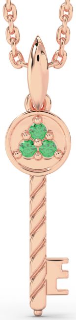 Emerald Rose Gold Key Necklace