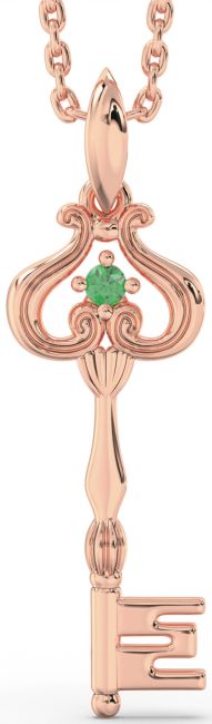 Emerald Rose Gold Key Necklace