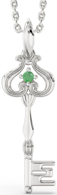 Emerald White Gold Key Necklace