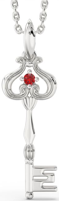 Ruby White Gold Key Necklace