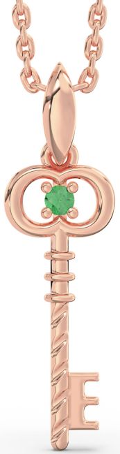 Emerald Rose Gold Key Necklace