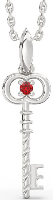 Ruby White Gold Key Necklace