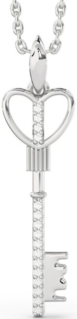 Diamond Platinum Key Necklace