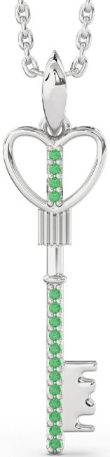 Emerald Platinum Key Necklace