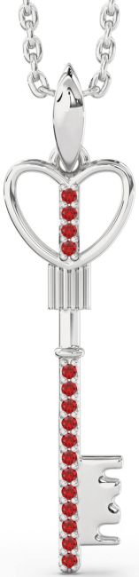 Ruby Platinum Key Necklace
