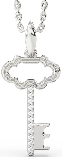 Diamond Platinum Key Necklace