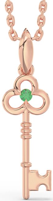 Emerald Rose Gold Key Necklace