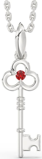 Ruby Platinum Key Necklace