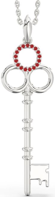 Large Ruby Platinum Key Necklace
