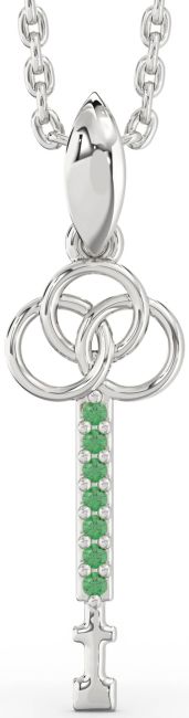 Emerald Platinum Key Necklace