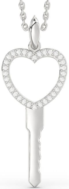 Large Diamond Platinum Key Necklace