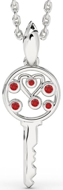Ruby Platinum Key Necklace
