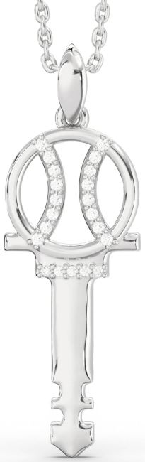 Large Diamond Platinum Key Necklace