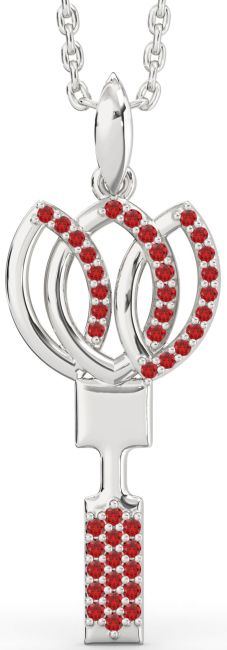 Ruby Platinum Key Necklace