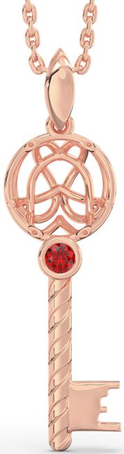Large Ruby Rose Gold Key Necklace