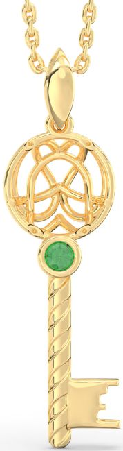 Large Emerald Gold Key Necklace