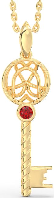 Large Ruby Gold Key Necklace