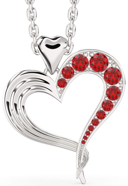 Ruby Platinum Heart Necklace