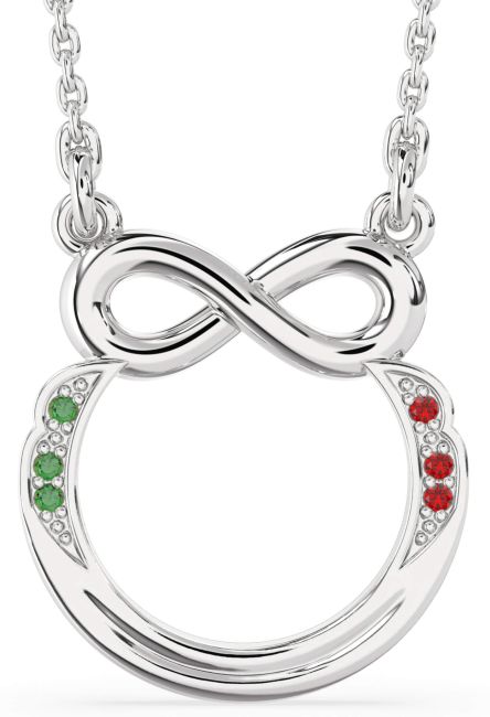 Emerald & Ruby Platinum Infinity Necklace