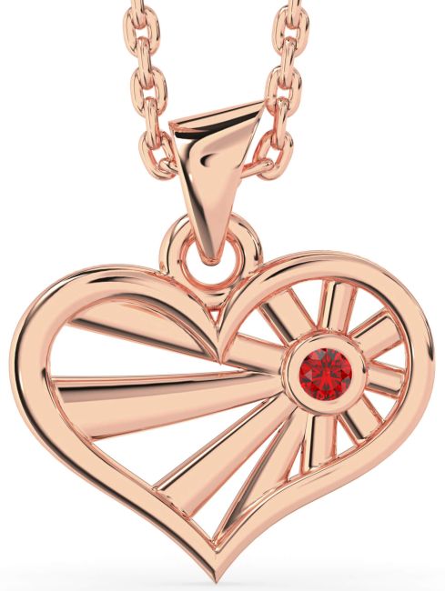 Ruby Rose Gold Silver Heart Sun Necklace