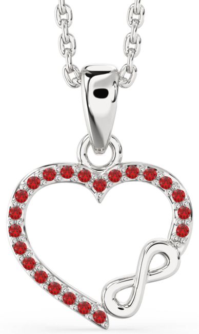 Ruby Platinum Heart Infinity Necklace