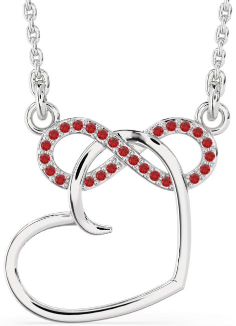 Ruby Platinum Heart Infinity Interlock Necklace