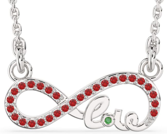 Emerald & Ruby Platinum Love Infinity Necklace