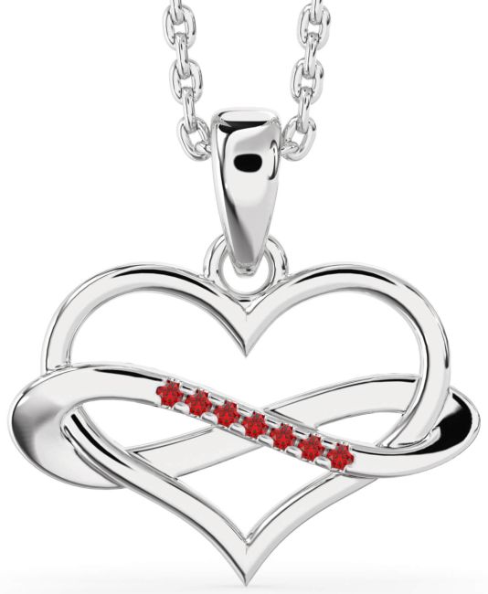 Ruby Platinum Heart Infinity Necklace