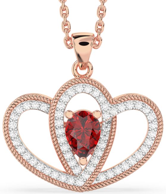 Ruby Rose Gold Heart Necklace