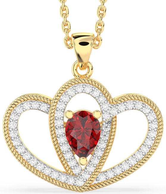 Ruby Gold Heart Necklace