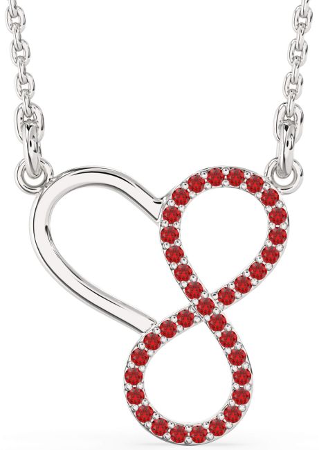 Ruby Platinum Infinity Heart Necklace