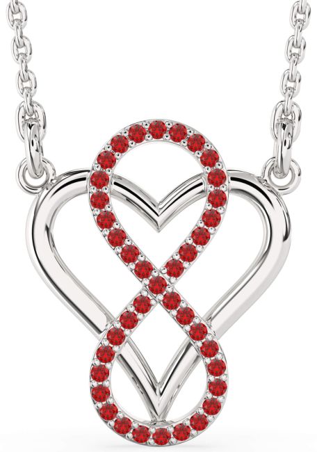 Ruby Platinum Infinity Heart Necklace