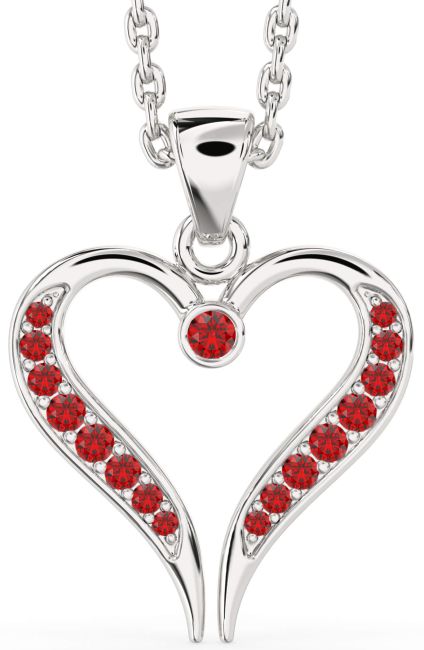 Ruby Platinum Heart Necklace