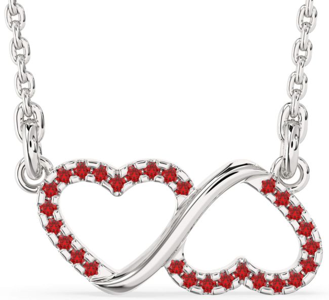 Ruby Platinum Heart Infinity Necklace