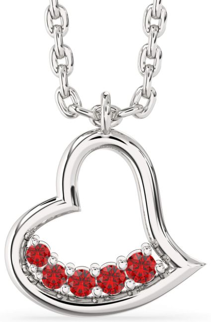 Ruby Silver Heart Necklace