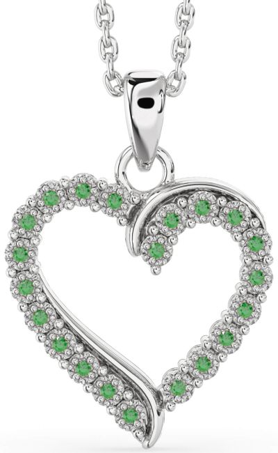 Emerald Platinum Heart Necklace