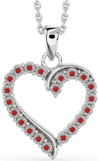 Ruby Platinum Heart Necklace