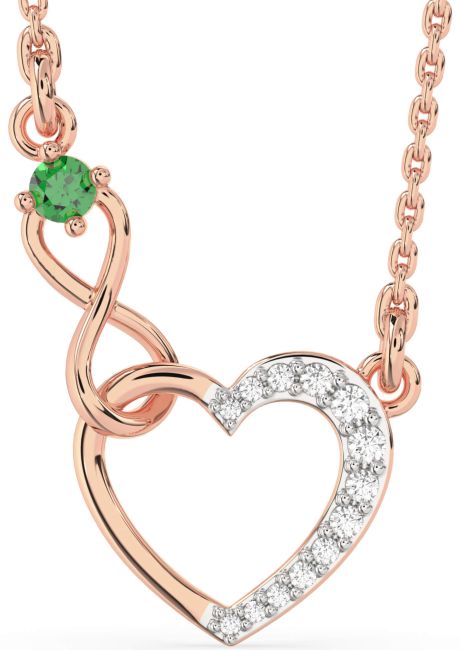 Emerald Rose Gold Heart Infinity Interlock Necklace
